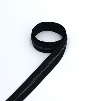 Endlosreißverschluss metallisiert schwarz/ titan (1m)